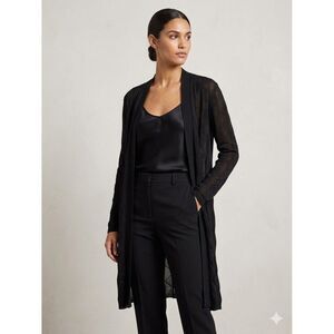 M Missoni Cardigan Womens IT 48 US 12 Black Textured Longline Open Front Knit